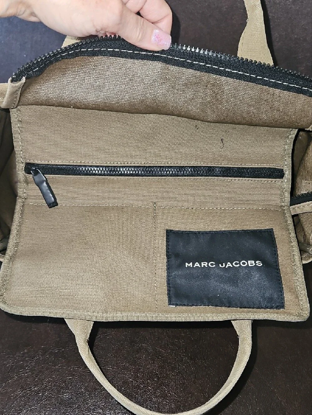 Marc Jacobs Grern Canvas Tote with White Logo